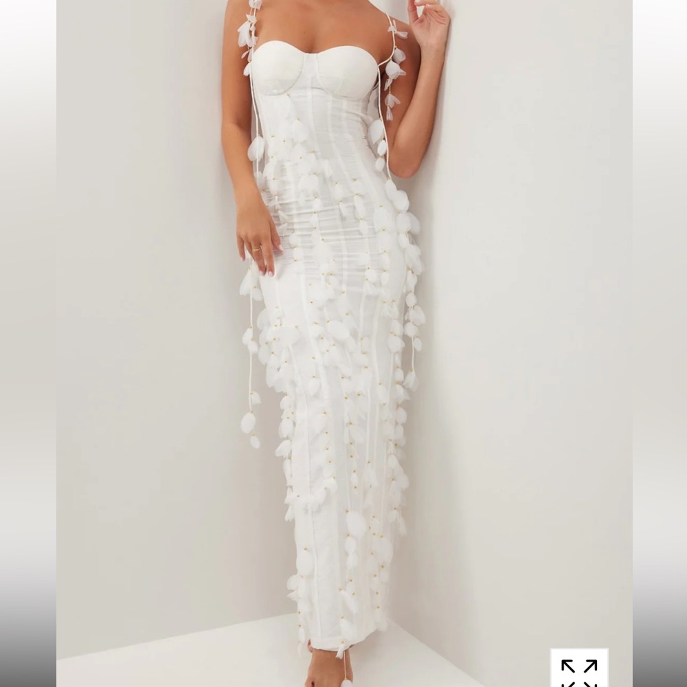 Brand new heiress Beverly Hills white corset panel linen maxi dress size M